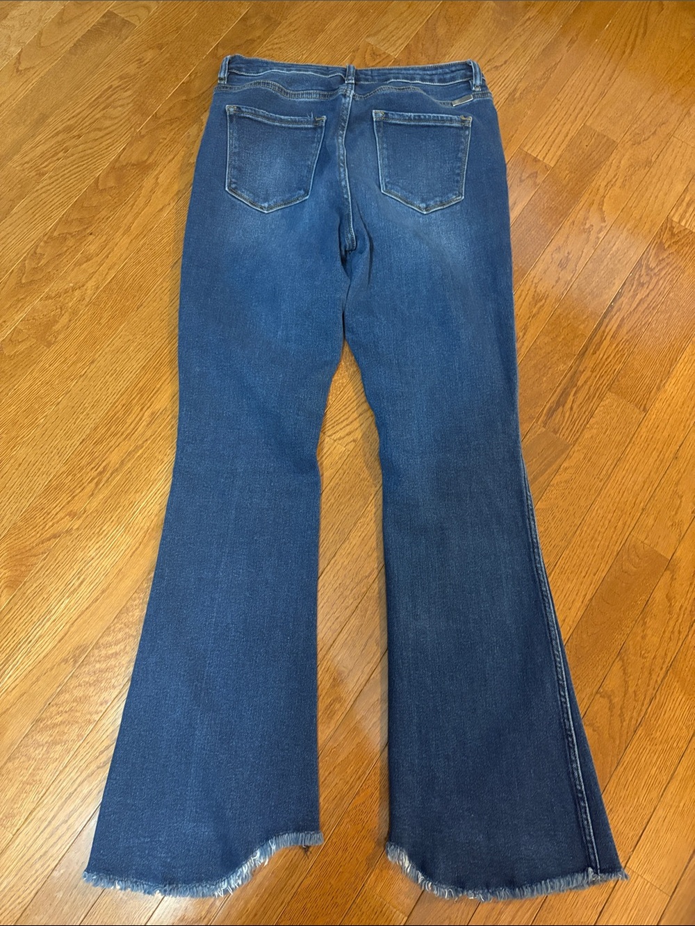 KanCan Dark Blue High-Rise Flare Jeans with Raw Hem 11/29 - Picture 4 of 5